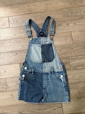 GAP Two-Tone Denim Shortalls - Light & Dark Blue